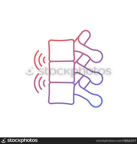 Ankylosing spondylitis gradient linear vector icon. Chronic inflammation affecting spine. Progressive arthritis. Thin line color symbol. Modern style pictogram. Vector isolated outline drawing. Ankylosing spondylitis gradient linear vector icon