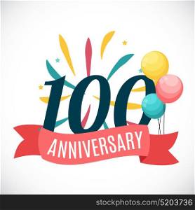 Anniversary 100 Years Template with Ribbon Vector Illustration EPS10. Anniversary 100 Years Template with Ribbon Vector Illustration