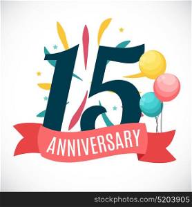 Anniversary 15 Years Template with Ribbon Vector Illustration 15. Anniversary 15 Years Template with Ribbon Vector Illustration