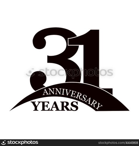 Anniversary 31 years, birthday greetings, happy birthday or wedding, flat simple design