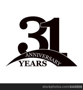 Anniversary 31 years, birthday greetings, happy birthday or wedding, flat simple design