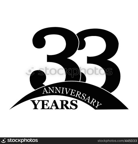 Anniversary 33 years, birthday greetings, happy birthday or wedding, flat simple design