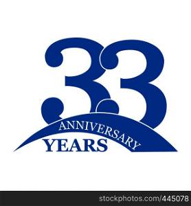 Anniversary 33 years, birthday greetings, happy birthday or wedding, flat simple design