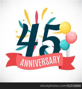 Anniversary 45 Years Template with Ribbon Vector Illustration EPS10. Anniversary 45 Years Template with Ribbon Vector Illustration