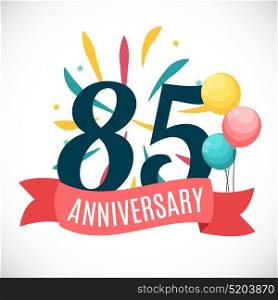 Anniversary 85 Years Template with Ribbon Vector Illustration EPS10. Anniversary 85 Years Template with Ribbon Vector Illustration