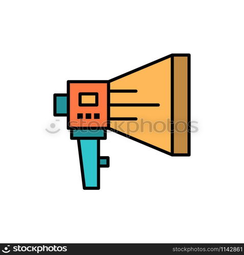 Announce, Digital, Loudspeaker, Marketing, Megaphone, Speaker, Tool Flat Color Icon. Vector icon banner Template