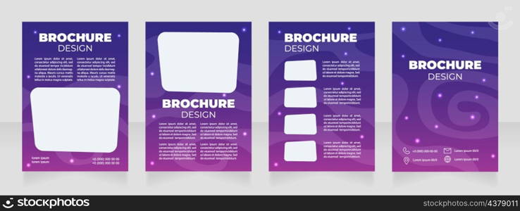 Announcement about planetarium show blank brochure design. Template set with copy space for text. Premade corporate reports collection. Editable 4 paper pages. Arial Black, Regular fonts used. Announcement about planetarium show blank brochure design