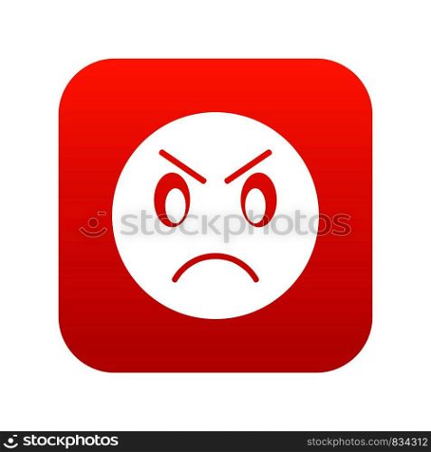 Annoyed emoticon digital red for any design isolated on white vector illustration. Annoyed emoticon digital red