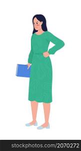 Annoyed female teacher semi flat color vector character. Standing figure. Full body person on white. Middle school job isolated modern cartoon style illustration for graphic design and animation. Annoyed female teacher semi flat color vector character