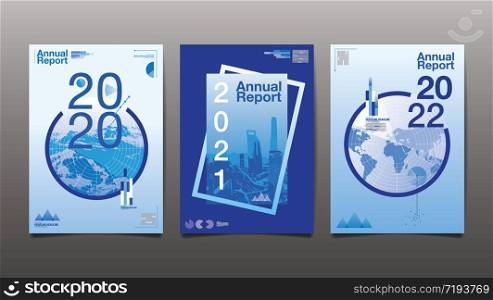 annual report 2020,2021,2022, Blue Color, business, template layout design, cover book. vector illustration, abstract background.. annual report 2020,2021,2022, Blue , Color of the year