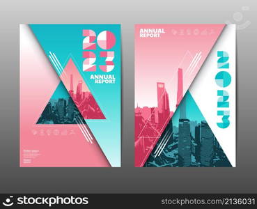 annual report 2022,2023 , template layout design, cover book. presentation abstract flat background.