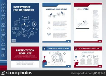 Annual report book cover and presentation template with flat design elements, ideal for company information or infographic report