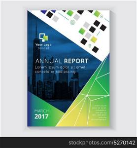 Annual Report Brochure Design . Annual report brochure design with headline on grey background flat isolated vector illustration