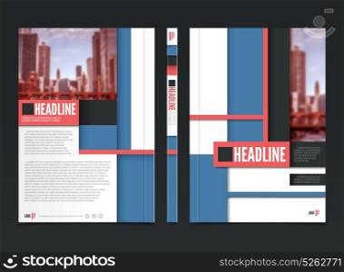 Annual Report Brochure Design. Annual report brochure flyer design set with three views of leaflet with editable text and headlines vector illustration