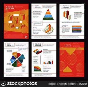Annual report design. Business buklet pages layout with abstract shapes vector advertisement project. Illustration of presentation project brochure. Annual report design. Business buklet pages layout with abstract shapes vector advertisement project
