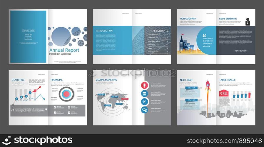 Annual report for company profile & advertising agency brochure, Suitable for professional introduction of the business and aims to inform the audience about its products and services.