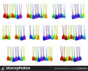 annual tags against white background, abstract vector art illustration