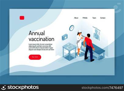 Annual vaccination isometric concept vector illustration