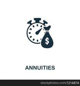 Annuities icon vector illustration. Creative sign from passive income icons collection. Filled flat Annuities icon for computer and mobile. Symbol, logo vector graphics.. Annuities vector icon symbol. Creative sign from passive income icons collection. Filled flat Annuities icon for computer and mobile