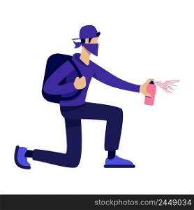 Anonymous graffiti artist with spray paint semi flat color vector character. Posing figure. Full body person on white. Simple cartoon style illustration for web graphic design and animation. Anonymous graffiti artist with spray paint semi flat color vector character