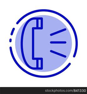 Answer, Call, Client Support, Customer Support Blue Dotted Line Line Icon