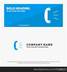 Answer, Call, Client Support, Customer Support SOlid Icon Website Banner and Business Logo Template