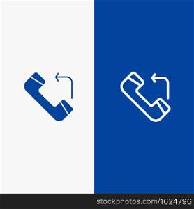 Answer, Call, Incoming Line and Glyph Solid icon Blue banner Line and Glyph Solid icon Blue banner