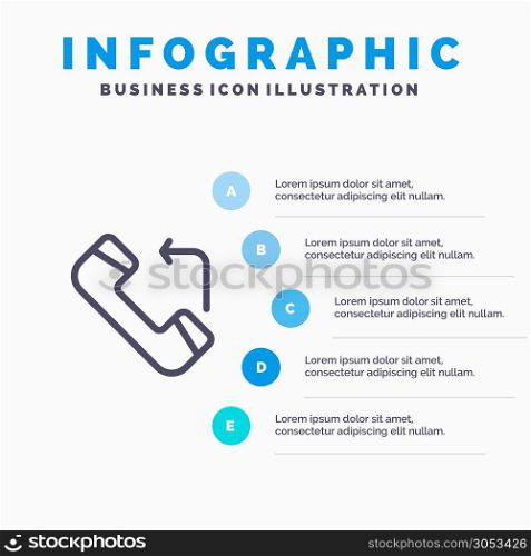 Answer, Call, Incoming Line icon with 5 steps presentation infographics Background