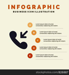 Answer, Call, Incoming Solid Icon Infographics 5 Steps Presentation Background