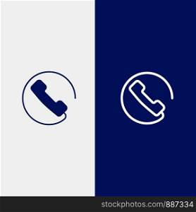 Answer, Call, Phone Line and Glyph Solid icon Blue banner Line and Glyph Solid icon Blue banner