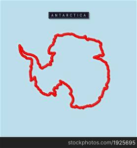 Antarctica bold outline map. Glossy red border with soft shadow. Country name plate. Vector illustration.. Antarctica bold outline map. Vector illustration