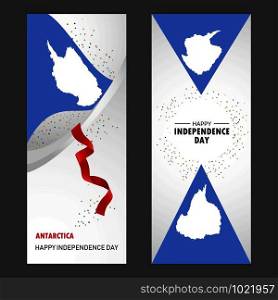 Antarctica Happy independence day Confetti Celebration Background Vertical Banner set