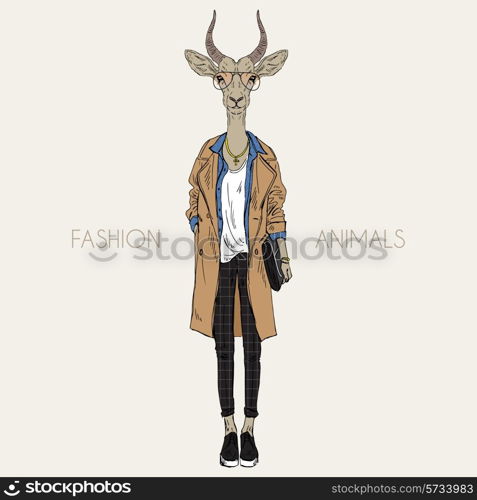 antelope dressed up in modern style, city look