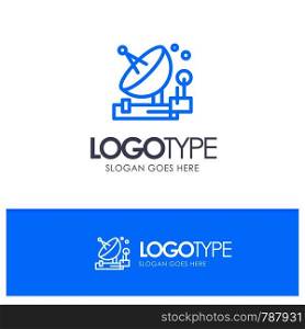 Antenna, Communication, Parabolic, Satellite, Space Blue outLine Logo with place for tagline