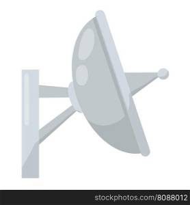 Antenna. Search radar. Element of radio and television. Reception of the waves. Metal object. Cable channel. Flat illustration. Antenna. Search radar. Element of radio