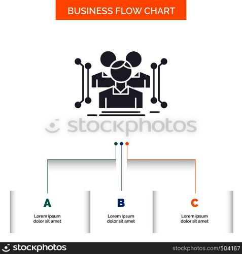Anthropometry, body, data, human, public Business Flow Chart Design with 3 Steps. Glyph Icon For Presentation Background Template Place for text.. Vector EPS10 Abstract Template background