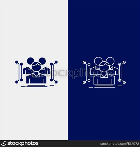 Anthropometry, body, data, human, public Line and Glyph web Button in Blue color Vertical Banner for UI and UX, website or mobile application. Vector EPS10 Abstract Template background