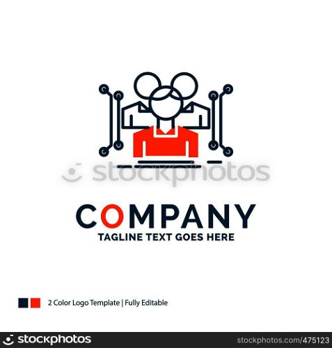 Anthropometry, body, data, human, public Logo Design. Blue and Orange Brand Name Design. Place for Tagline. Business Logo template.