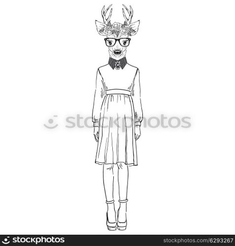 Anthropomorphic design. Illustration of dressed up animal