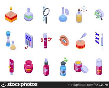 Anti-aging cosmetics icons set isometric vector. Face beauty. Facial treatment. Anti-aging cosmetics icons set isometric vector. Face beauty