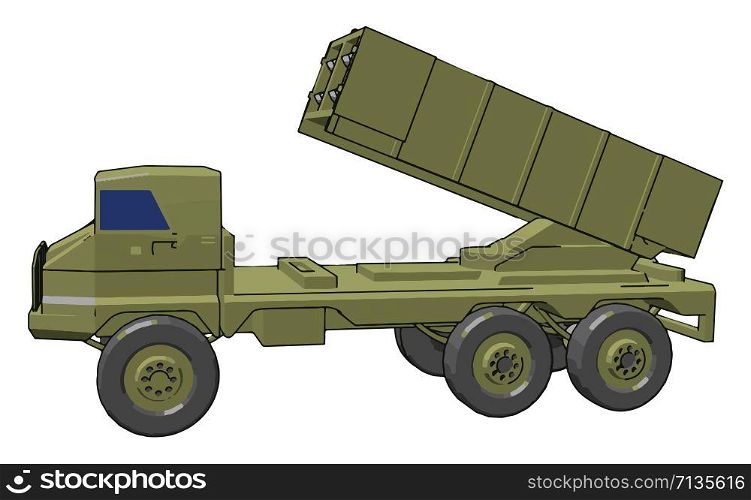 Anti-aircraft defense, illustration, vector on white background.