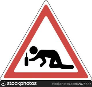 Anti alcohol signs, man drunk reaching for alcohol bottle addiction