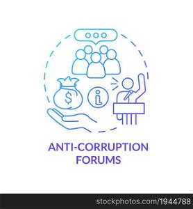 Anti corruption connventions concept icon. Public activities against fraud abstract idea thin line illustration. Global economics ommunity discussion. Vector isolated outline color drawing.. Anti corruption connventions concept icon