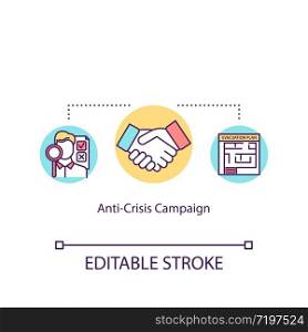 Anti crisis campaign concept icon. Emergency plan, crisis management idea thin line illustration. Preventive measures, stability maintenance. Vector isolated outline RGB color drawing. Editable stroke