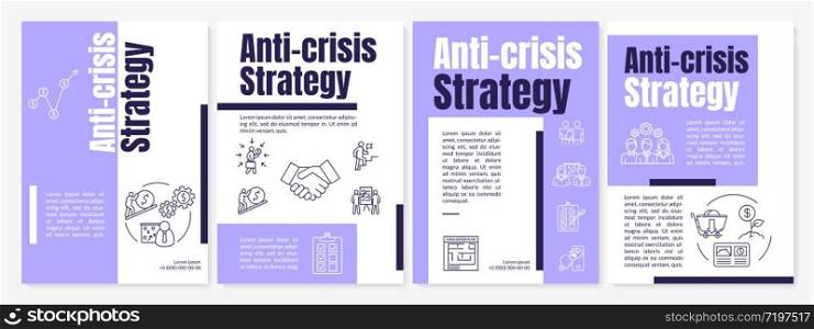 Anti crisis strategy brochure template. Emergency maintenance measures flyer, booklet, leaflet print, cover design with linear icons. Vector layouts for magazines, annual reports, advertising posters