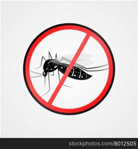 Anti mosquito symbol.Mosquito warning sign.Mosquitoes carry many disease such as dengue fever, zika disease, yellow fever, chikungunya disease, filariasis, malaria.Vector illustration.