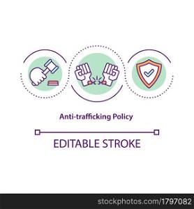 Anti-trafficking policy concept icon. Measures to prevent human trade abstract idea thin line illustration. Law service for kidnap victims. Vector isolated outline color drawing. Editable stroke. Anti-trafficking policy concept icon