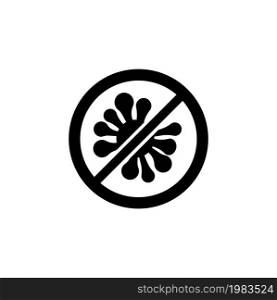 Antibacterial, No Virus, Stop Bacteria. Flat Vector Icon illustration. Simple black symbol on white background. Antibacterial No Virus Stop Bacteria sign design template for web and mobile UI element. Antibacterial, No Virus, Stop Bacteria. Flat Vector Icon illustration. Simple black symbol on white background. Antibacterial No Virus Stop Bacteria sign design template for web and mobile UI element.