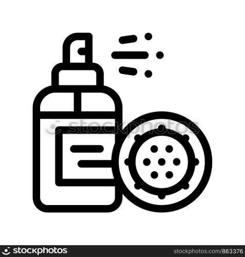 Antibacterial Spray Kill Microbe Vector Sign Icon Thin Line. Anti-infective Antibacterial Agent Linear Pictogram. Microbe Type Virus Biology Microorganism Contour Monochrome Illustration. Antibacteria Spray Kill Microbe Vector Sign Icon