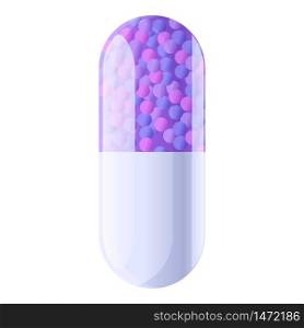 Antibiotic capsule icon. Cartoon of antibiotic capsule vector icon for web design isolated on white background. Antibiotic capsule icon, cartoon style